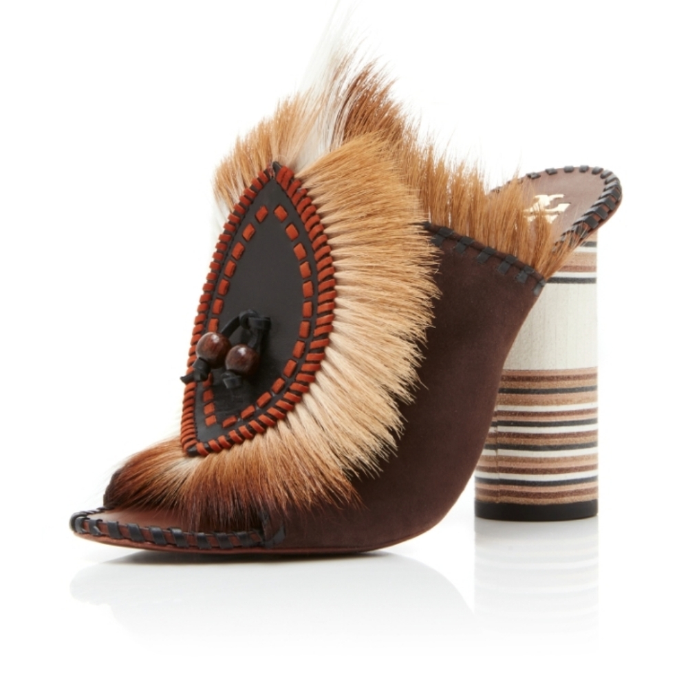 Tory Burch Phoenix Fur Mule 105MM Size 9